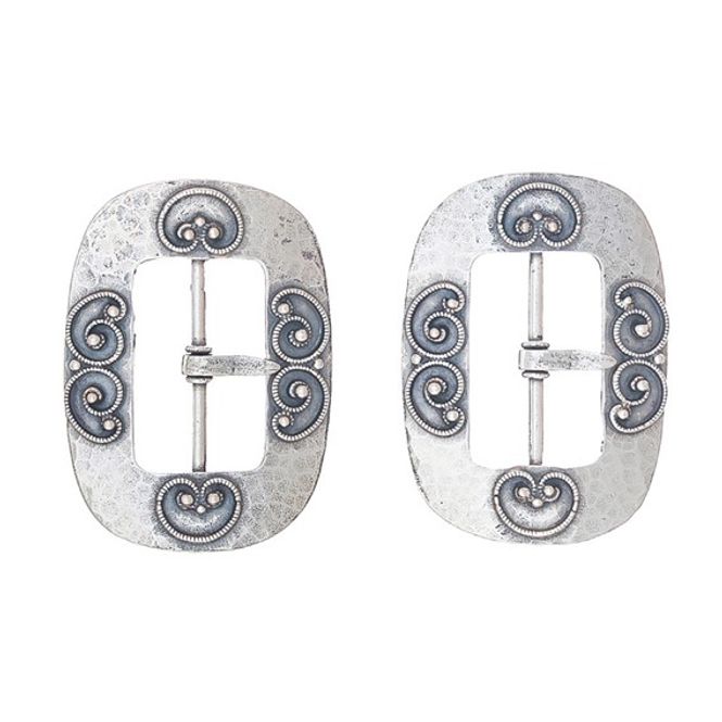 Hovedbilde Kne/vest-spenne filigran, oksidert