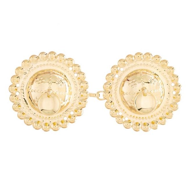 Hovedbilde Beltespenne rundt med lauv, syhull, 10,4 cm