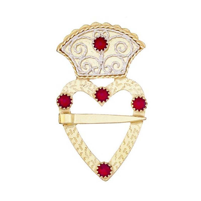 Kronesølje, forgylt/hvit med røde stener