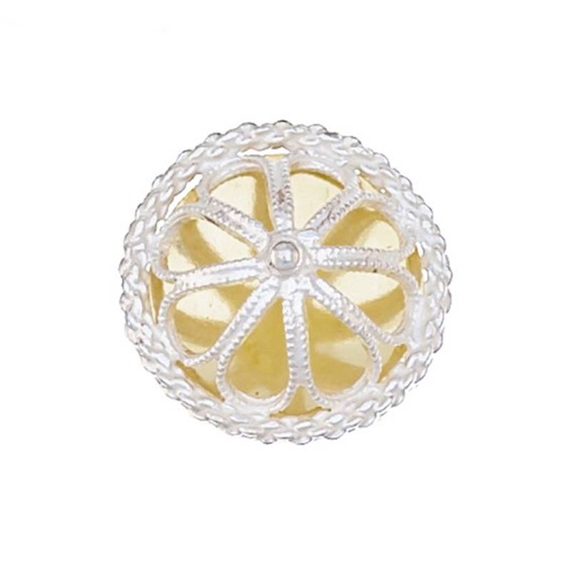 Halsknapp hvit/forgylt, stolpe