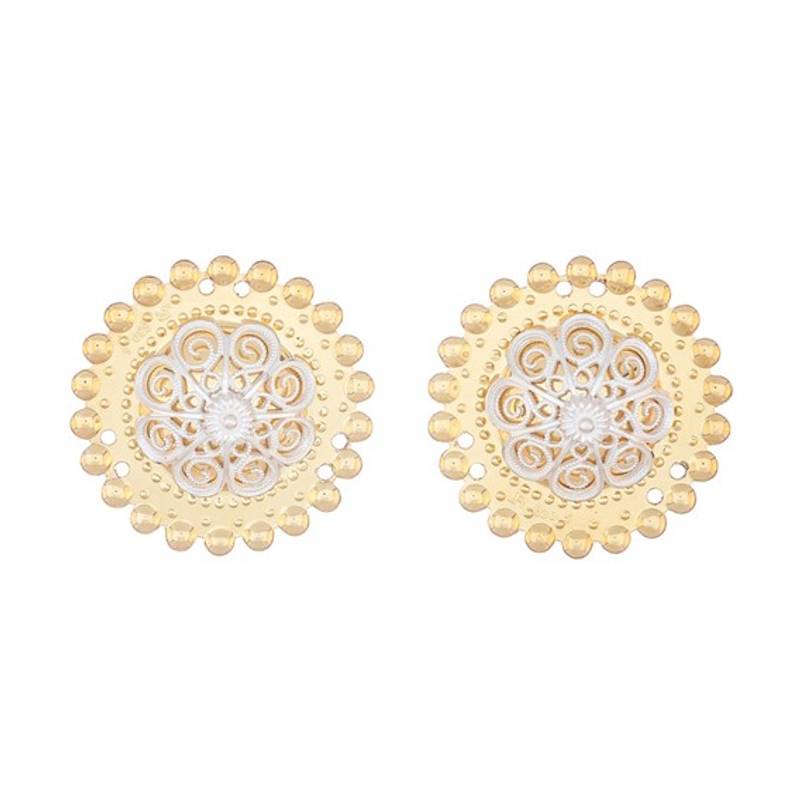 Borer med filigran 3,2 cm, forgylt/hvit, syhull