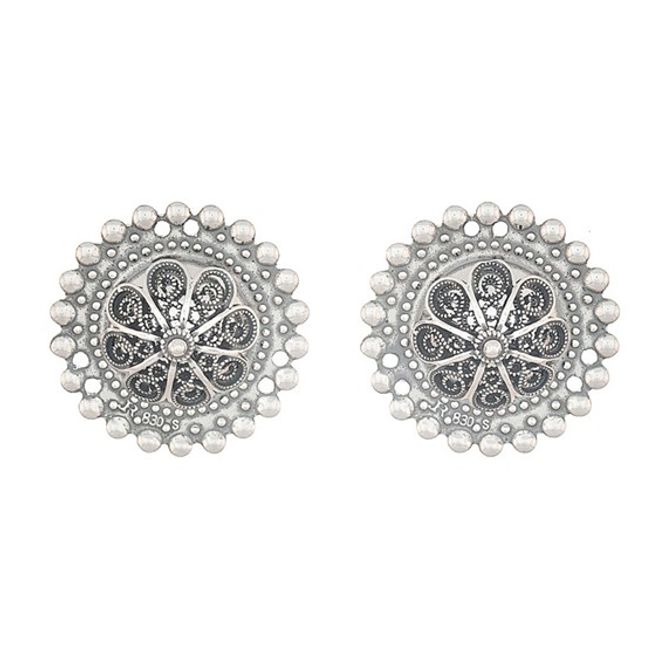 Hovedbilde Borer med filigran 2,5 cm, oksidert, syhull